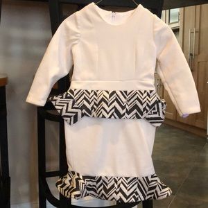 Custom made peplum white and black dress